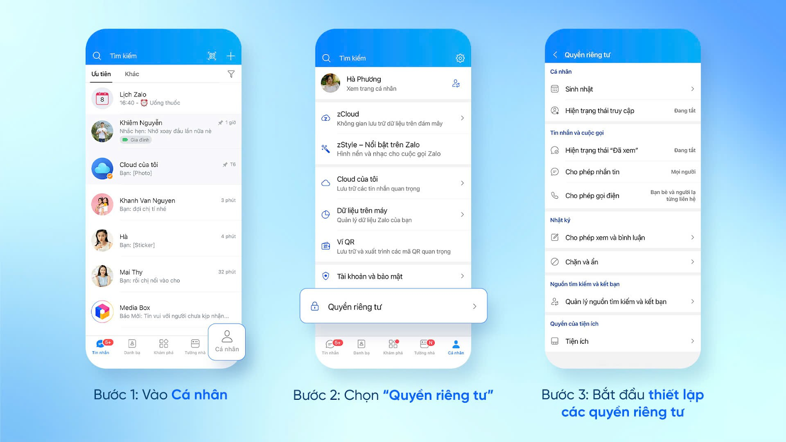 Các bước thiết lập không gian riêng tư trên Zalo và sử dụng trợ lý ảo AI - 1