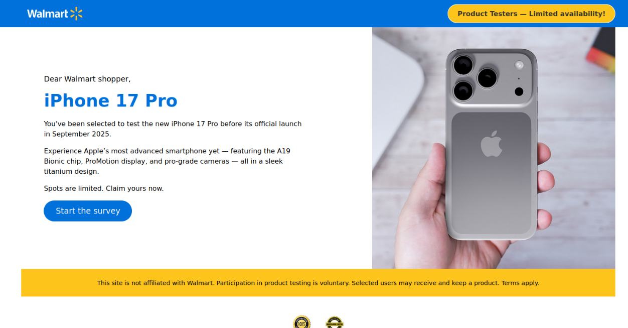 Một trò lừa đảo với khảo sát thu hút người dùng trở thành "người thử nghiệm" iPhone mới.