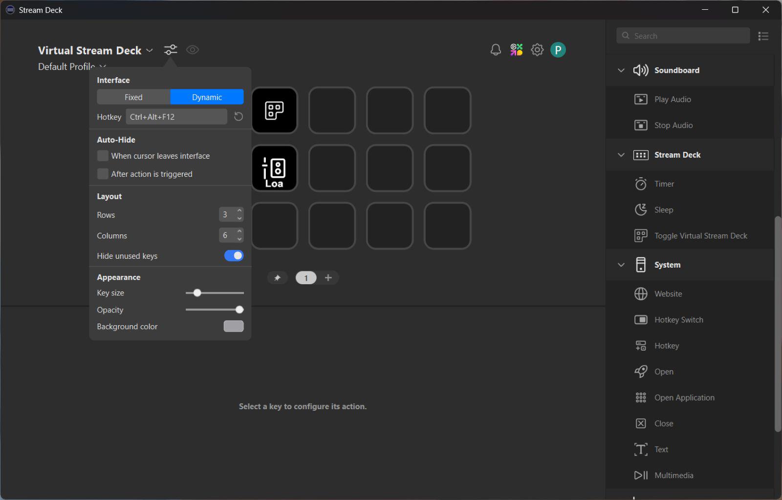 Bố cục tùy chỉnh cho Virtual Stream Deck.