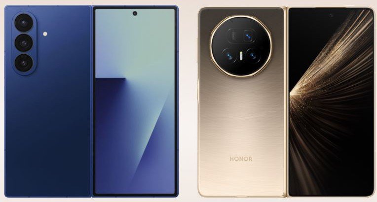 Samsung Galaxy Fold7 (trái) và Honor Magic V5 (phải).